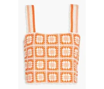 Matucada cropped crochet-knit cotton top - Orange