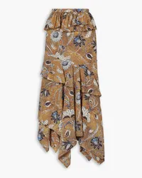 Ulla Johnson Ivette asymmetric printed cotton-poplin skirt - Yellow Yellow