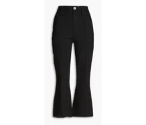 Pinstriped stretch-twill kick-flare pants - Black