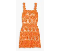 Enra crochet-knit mini dress - Orange
