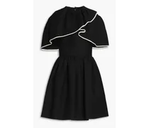 Cape-effect wool and silk-blend crepe mini dress - Black