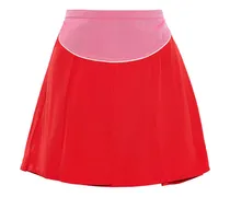 Pleated two-tone faille mini skirt - Red