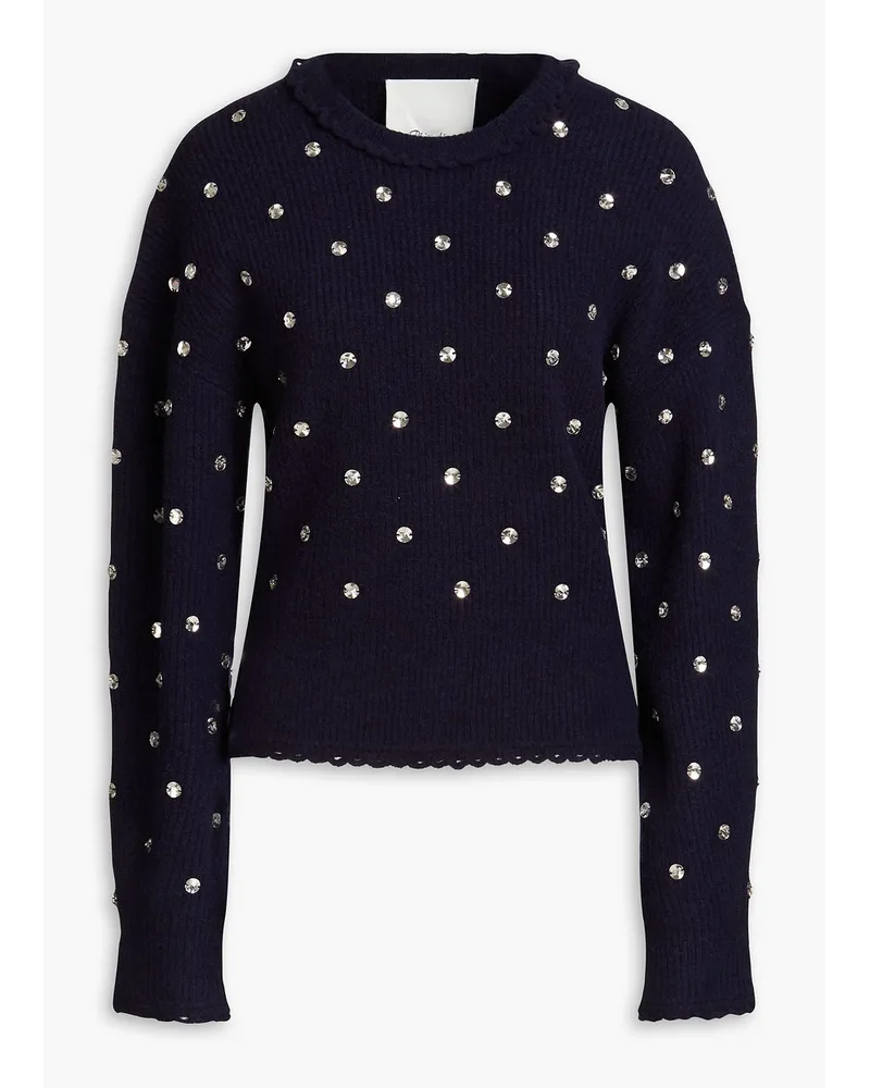 3.1 phillip lim Crystal-embellished ribbed-knit sweater - Blue Blue