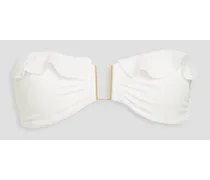 Ruffled bandeau bikini top - White