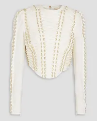 Zimmermann Lace-up embellished linen and silk-blend top - White White