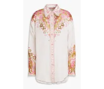 Floral-print ramie shirt - Pink