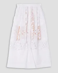 Miguelina Reagan embroidered cotton midi skirt - White White