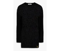 Corded lace-paneled wool and cashmere-blend sweater - Black