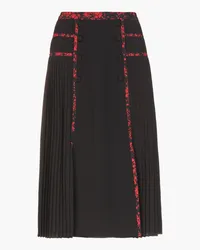 Claudie Pierlot Pleated hammered stretch-crepe midi skirt - Black Black