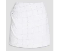 Ravi checked cotton-blend bouclé-tweed mini skirt - White