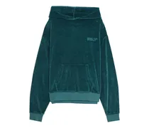 Eco Plush embroidered cotton-blend velour hoodie - Green