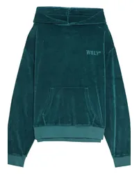 WSLY Eco Plush embroidered cotton-blend velour hoodie - Green Green