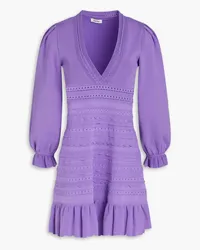 Sandro Pointelle-trimmed knitted mini dress - Purple Purple