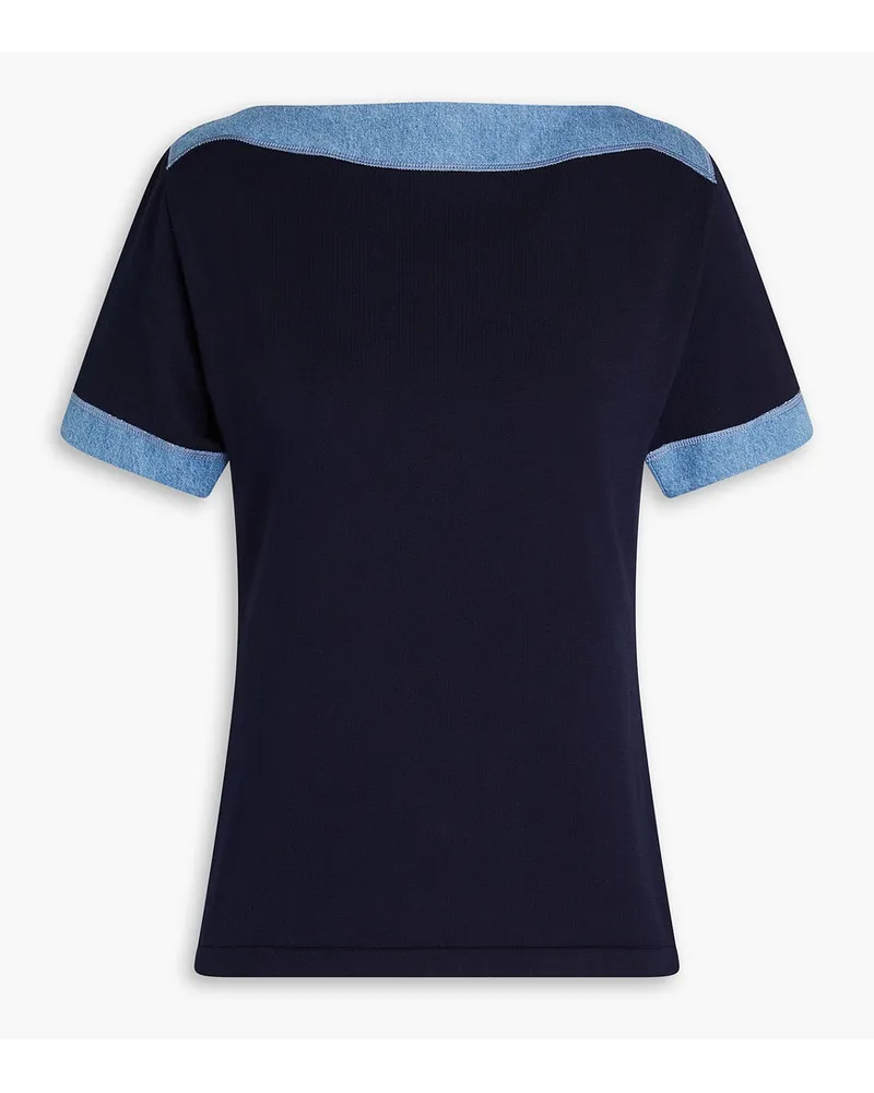 Giuliva Heritage Collection Indret denim-trimmed cotton T-shirt - Blue Blue