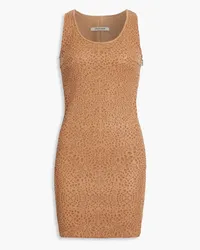 Roberto Cavalli Laser-cut leather mini dress - Brown Brown