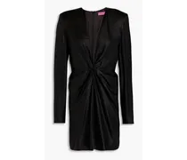 Pleated satin mini dress - Black