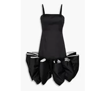 Leiza bow-embellished duchesse-satin mini dress - Black
