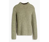 Bouclé-knit merino wool, silk and cashmere-blend sweater - Green