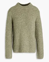 Vince Bouclé-knit merino wool, silk and cashmere-blend sweater - Green Green