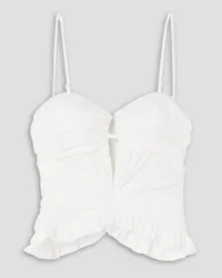 Brandon Maxwell The Peir ruched ruffled cotton bustier top - White White