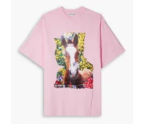 Printed cotton-jersey T-shirt - Pink