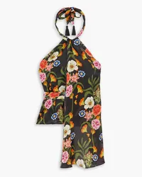 Borgo De Nor Amaris floral-print twill halterneck top - Black Black