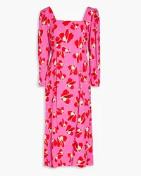 Diane von Furstenberg Joanna pleated floral-print crepe midi dress - Pink Pink