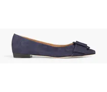 Buckled suede point-toe flats - Blue