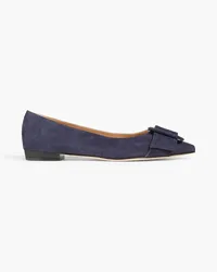 Sergio Rossi Buckled suede point-toe flats - Blue Blue