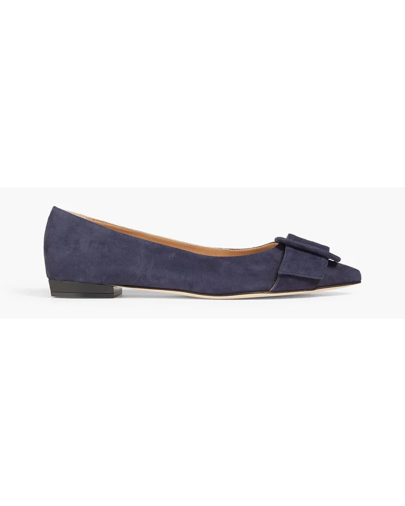 Sergio Rossi Buckled suede point-toe flats - Blue Blue