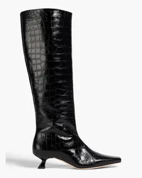 REJINA PYO Pillar croc-effect leather knee boots - Black Black