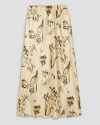 Reformation Layla printed silk-charmeuse midi skirt - White White