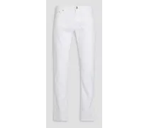 Linen-blend twill pants - White