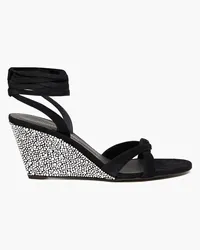 Giuseppe Zanotti Manola Strass crystal-embellished suede wedge sandals - Black Black