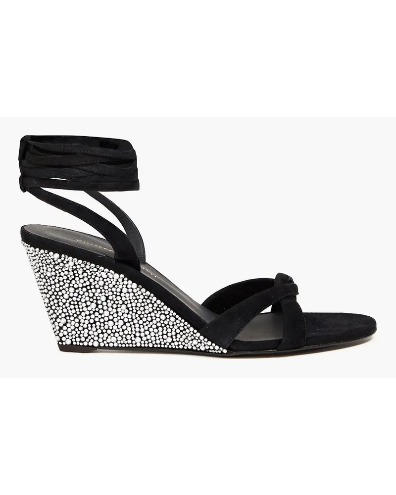 Giuseppe Zanotti Manola Strass crystal-embellished suede wedge sandals - Black Black