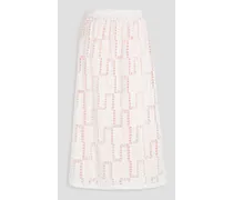 Anire cotton-mousseline and crochet midi skirt - White