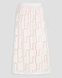 ba&sh Anire cotton-mousseline and crochet midi skirt - White White