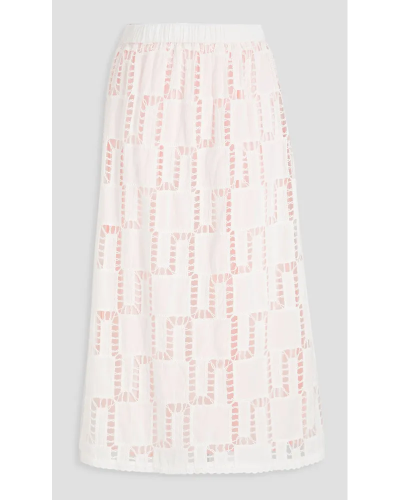 ba&sh Anire cotton-mousseline and crochet midi skirt - White White