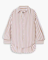 Fortela Amy oversized striped cotton shirt - Brown Brown