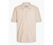 Printed cotton-poplin shirt - Brown