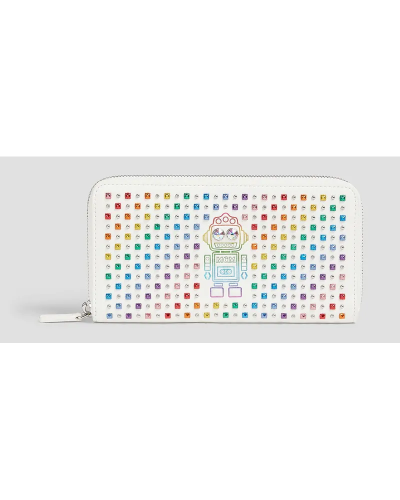 MCM Embellished printed leather wallet - White White
