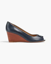 Tory Burch Lowell leather wedge pumps - Blue Blue