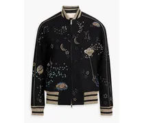 Embellished wool-felt bomber jacket - Black