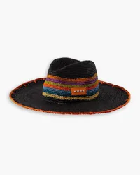 Etro Embellished striped raffia hat - Black Black