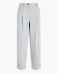 Ganni Pleated twill tapered pants - Gray Gray