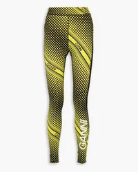 Ganni Printed stretch leggings - Yellow Yellow