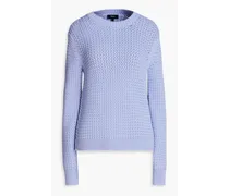 Waffle-knit cotton-blend sweater - Purple