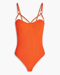 NICHOLAS Jaimie cutout ribbed-knit bodysuit - Orange Orange