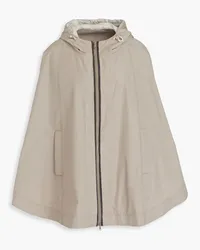 Brunello Cucinelli Bead-embellished shell hooded jacket - Neutral Neutral