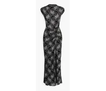 Apollo ruched floral-print jersey maxi dress - Black